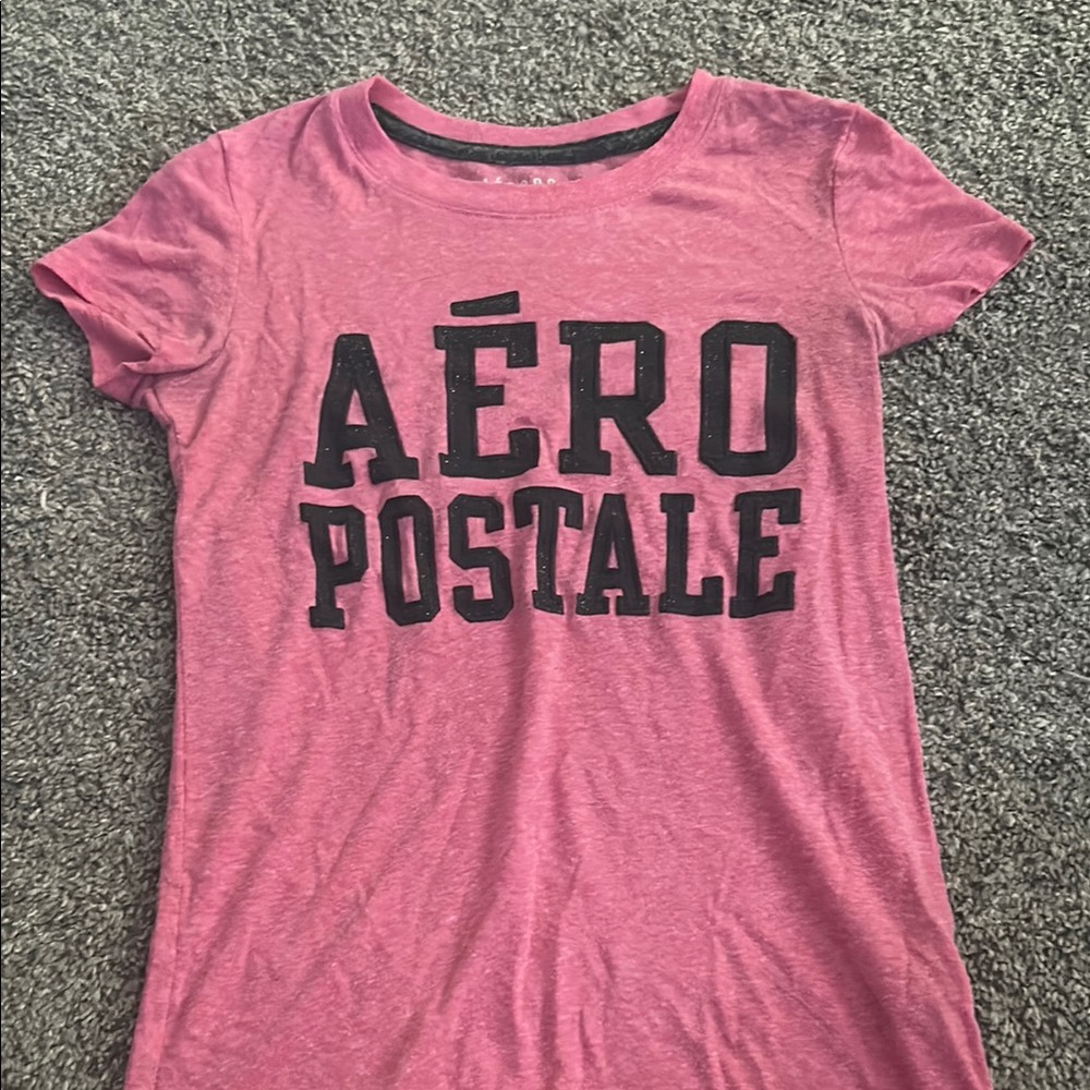 Aeropostale Fuchsia Tee with Bold Black Logo